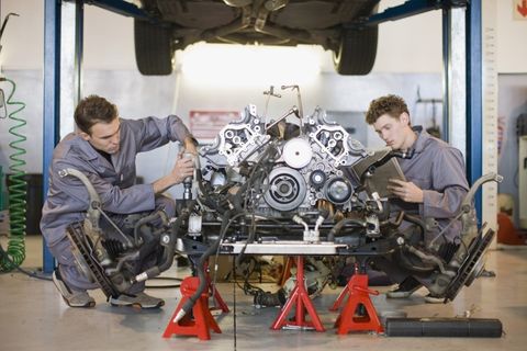 Two Mechanics Working On An Engine — Grasonville, MD — Willard’s Service Center
