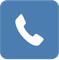 Weißes Telefonhörersymbol auf blauem quadratischem Hintergrund.
