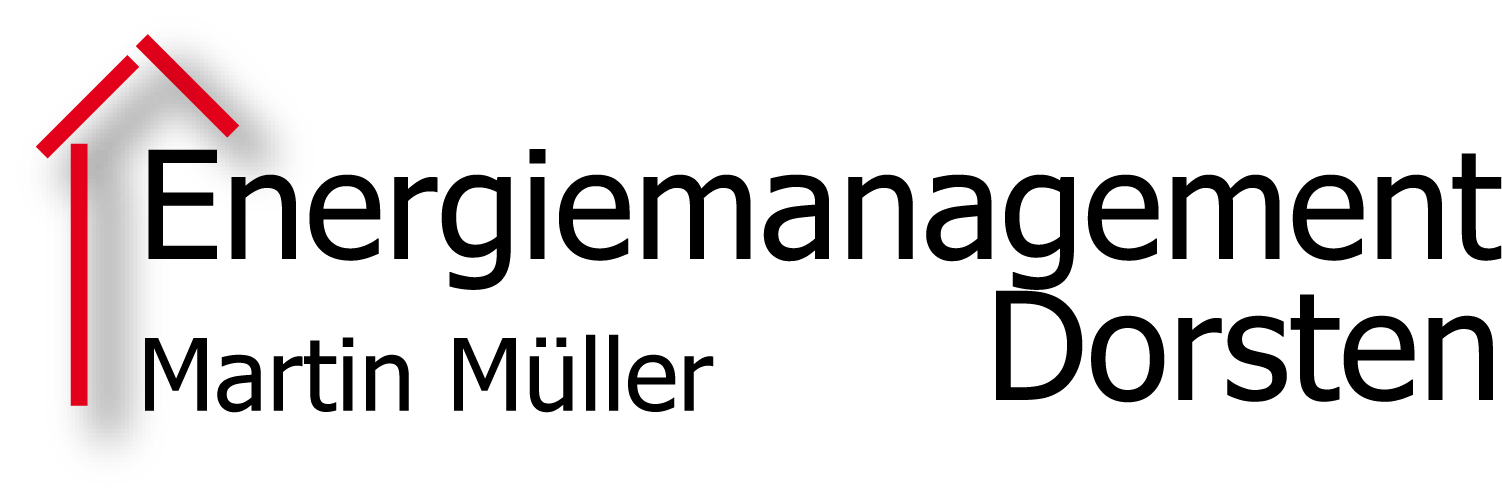 Logo des Energiemanagement Dorsten mit rotem Haussymbol. Im Text ist zusätzlich „Martin Müller“ zu sehen.