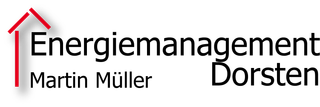 Logo des Energiemanagement Dorsten mit rotem Haussymbol. Im Text ist zusätzlich „Martin Müller“ zu sehen.