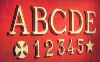 Lettere e numeri con doratura