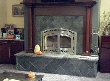 Custom Fireplace — Tiled Fireplace in Olympia, WA Custom Fireplace — Tiled Fireplace in Olympia, WA