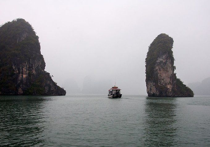 Islands and mist in Ha Long Bay, Vietnam