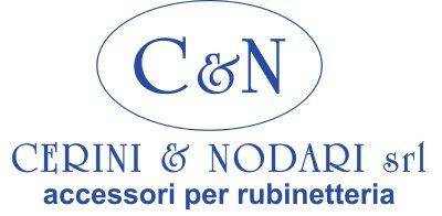 Logo C&N con la scritta “Cepini & Nodari srl” e “accessori per rubinetteria” in blu su sfondo bianco.