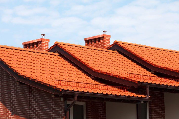 Asphalt Roofing — Modern Roof Made of Red Ceramic Tiles in Napa, CA
