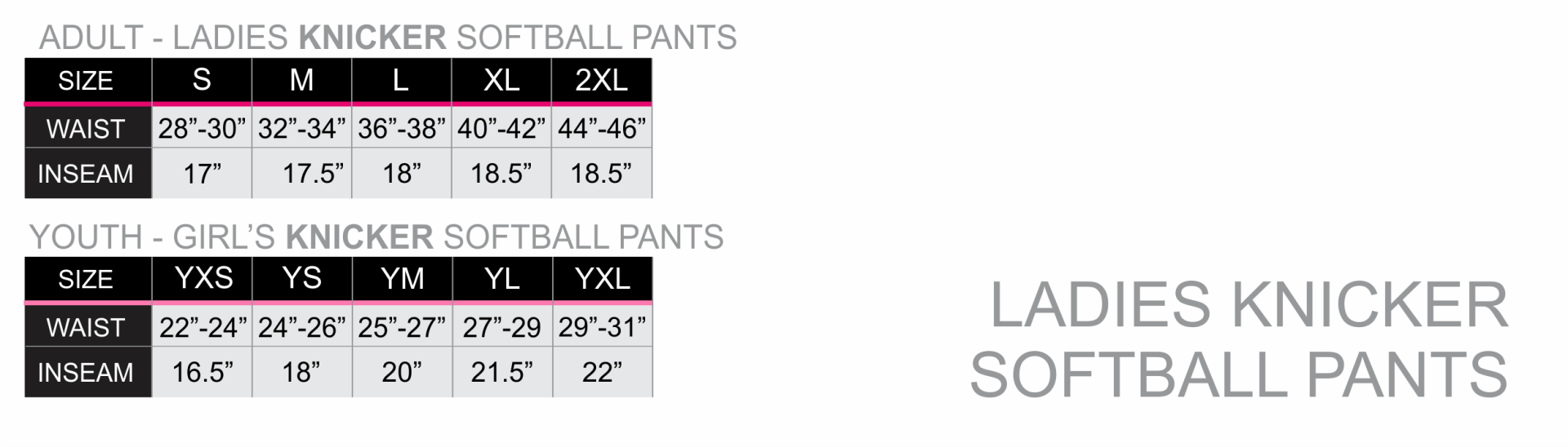 All over print ladies knicker softball pants sizing chart zexez