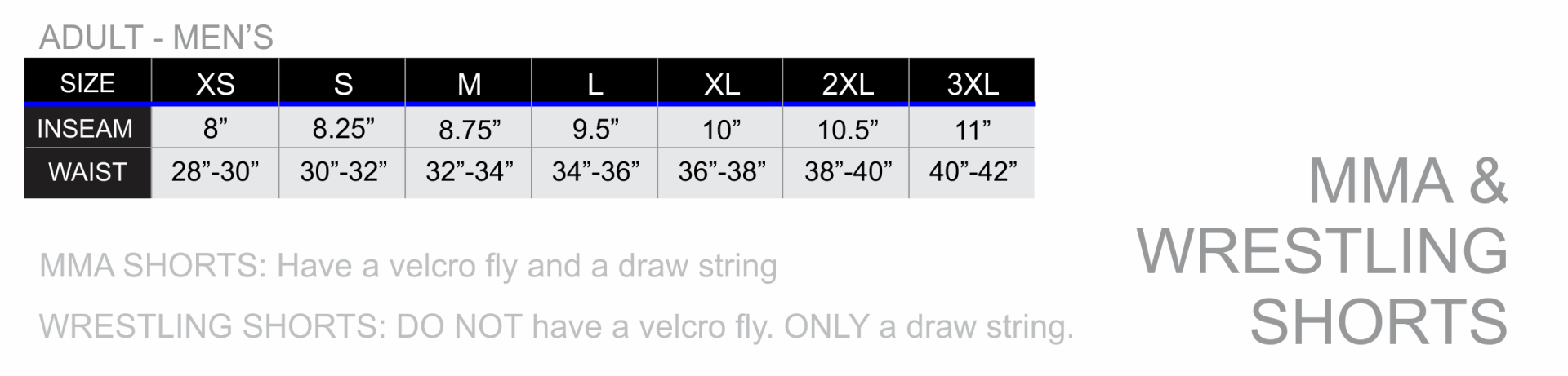 All over print mma and wrestling shorts sizing chart zexez