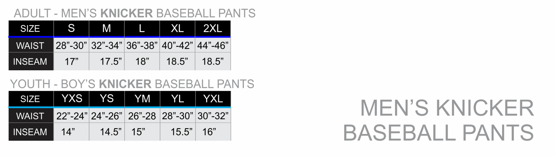 All over print men's knicker baseball pants sizing chart zexez