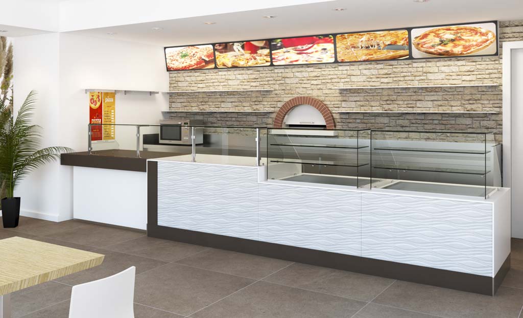 bancone espositivo di una pizzeria
