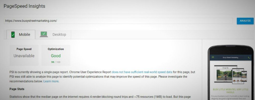 Google Pagespeed Insights Analysis