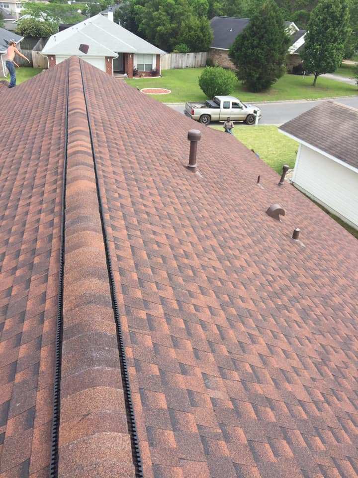 Close up of asphalt roof repair from Jones Roofing