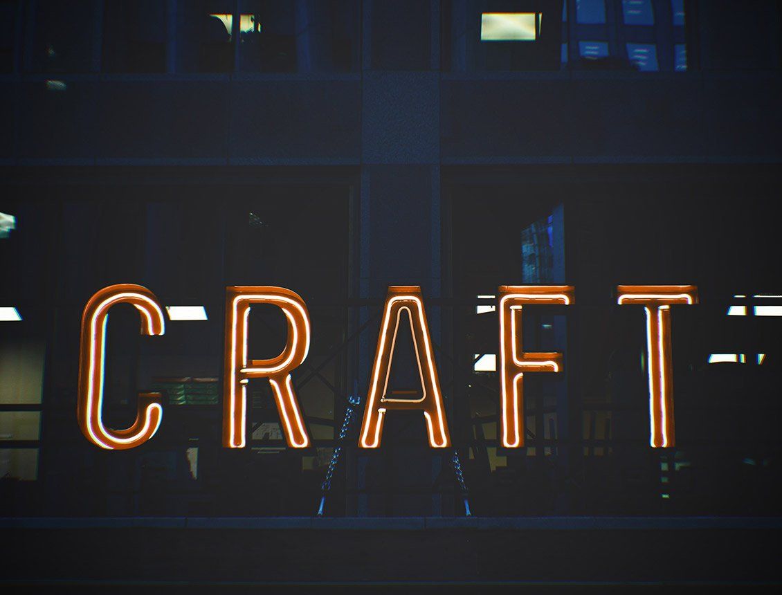 A neon sign that says craft on it