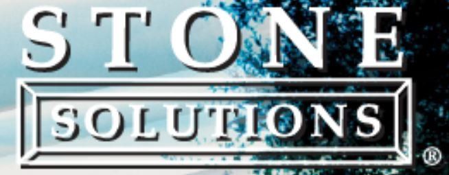 Stone Solutions logo with white text on a blue background.