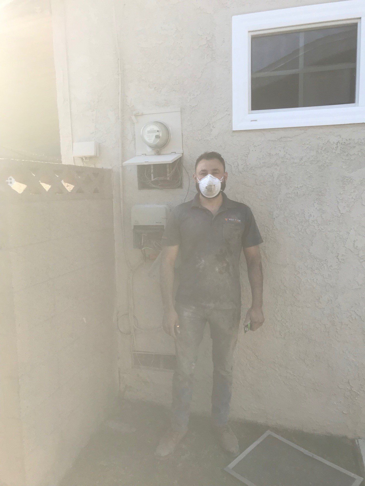 Electrician Wearing a Face Mask — Riverside, CA — Volt Tech Electric