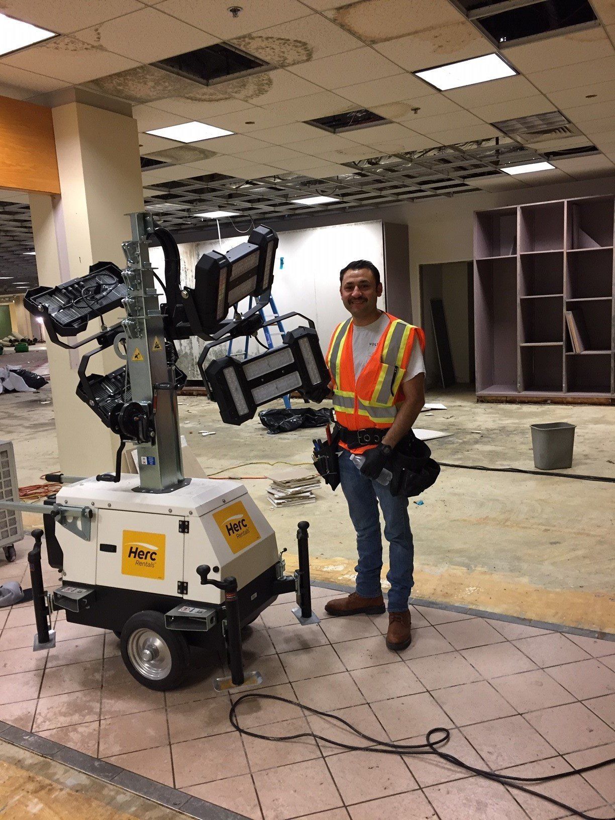 Electrician with a Light Tower Equipment — Riverside, CA — Volt Tech Electric