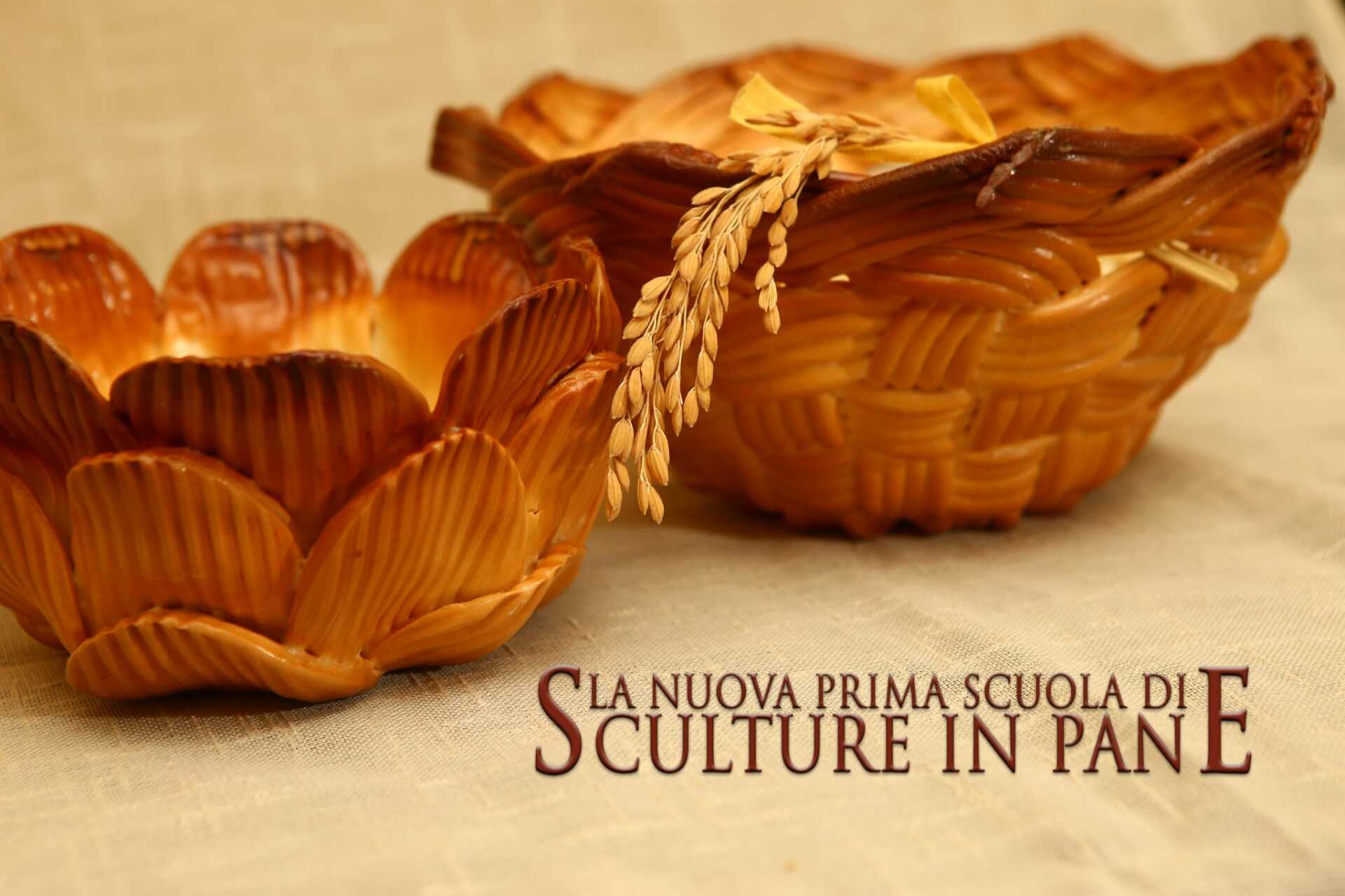 scultura di pane a forma di cesta