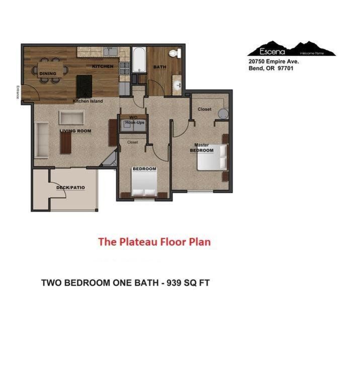2 Bed 1 Bath Floorplan