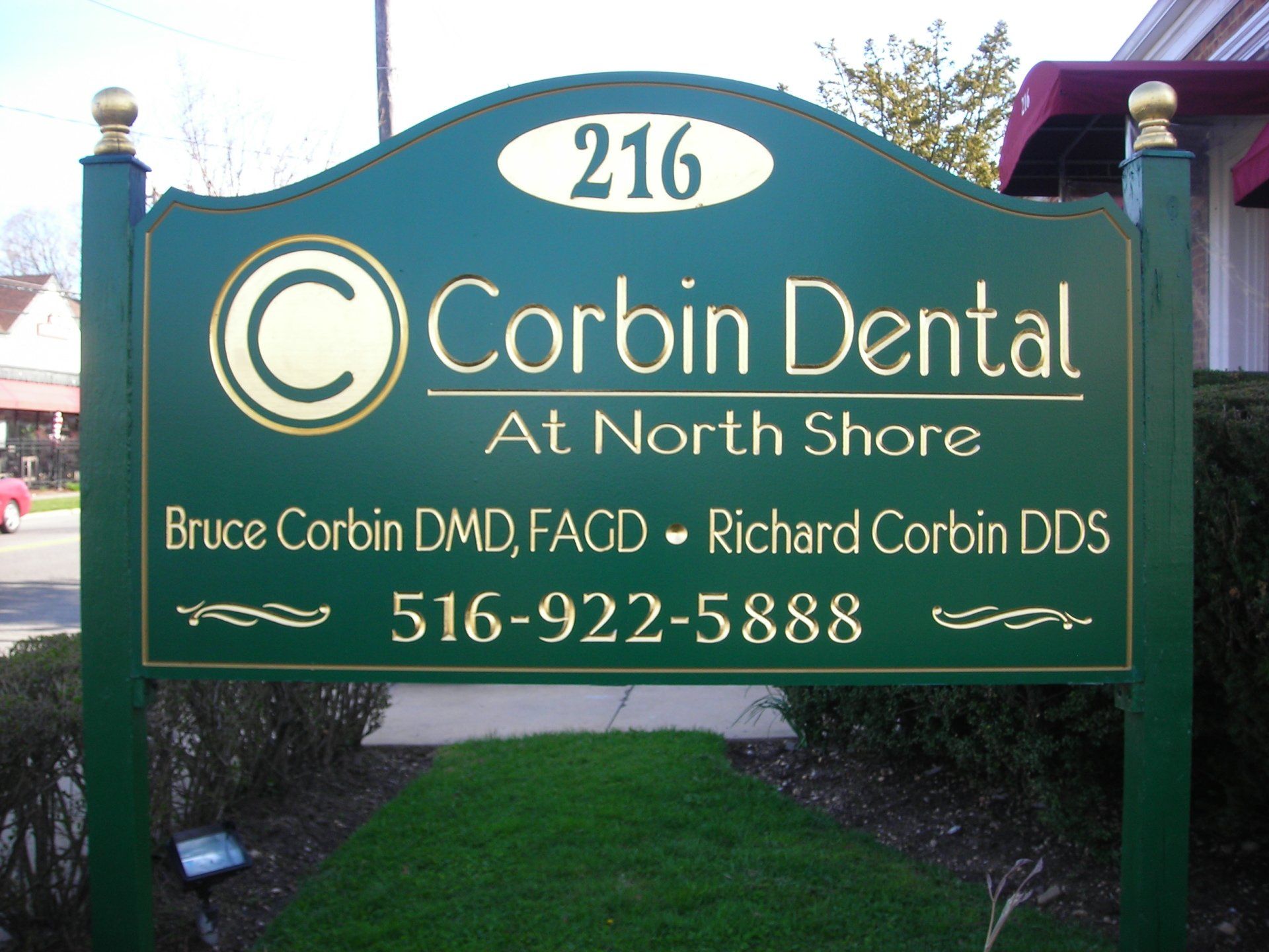 Custom wood carved gold leaf sign 