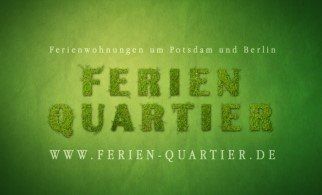 Ein grüner Hintergrund mit den Worten Ferienquartier darauf