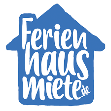 Ein blau-weißes Logo für ferienhaus miete.de