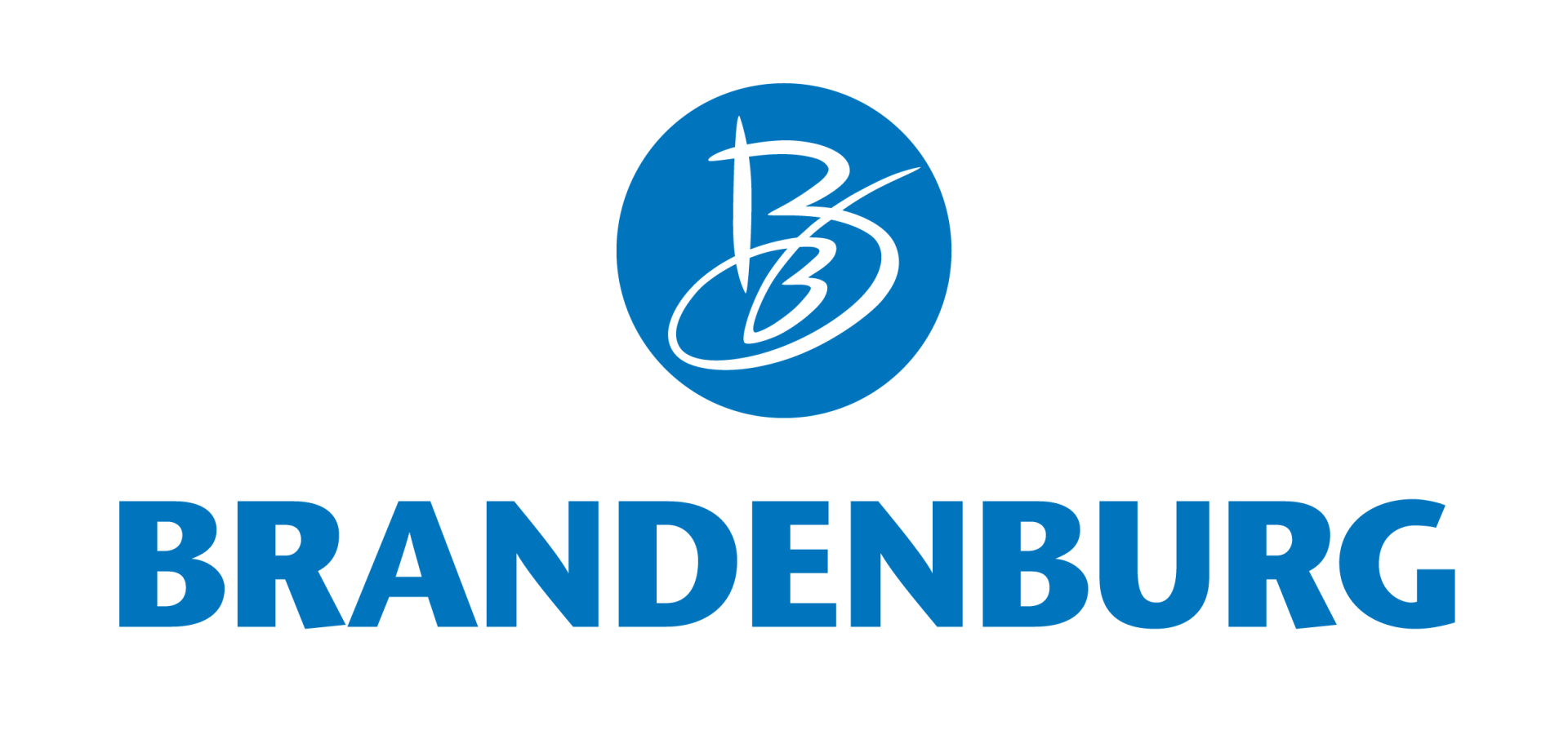 Das logo für brandenburg ist ein blauer kreis mit einem buchstaben b darin.