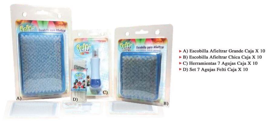 Three blue textured toy packages on a white background with product labels and side view details