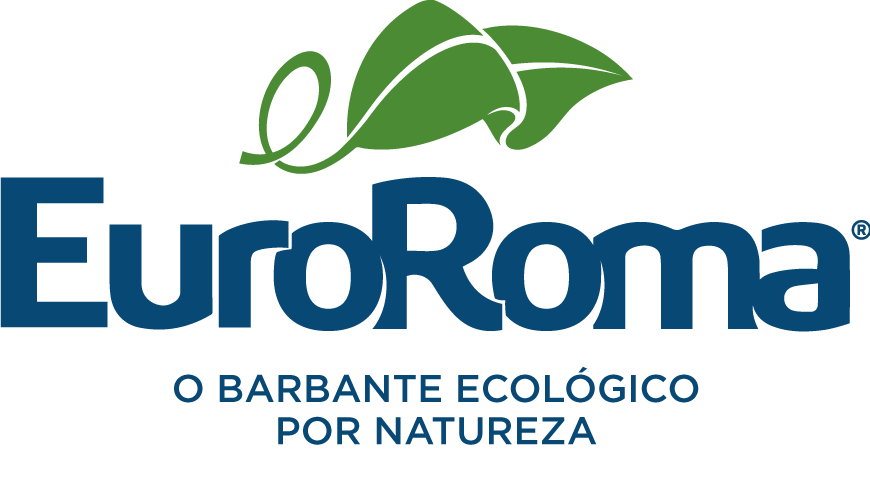 EuroRoma logo in blue and green with leaf graphic and the slogan “O barbante ecológico por natureza”