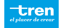 Blue logo with white text reading “tren” and the tagline “el placer de crear”