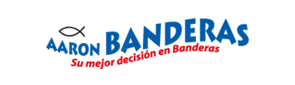 The logo for aaron banderas su mejor decision en banderas