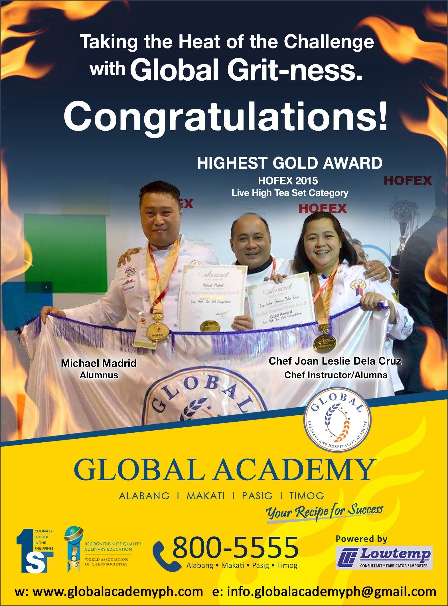 'Global Academy' winning the Highest Gold in the Live High Tea Set Competition during the Hong Kong International Culinary Classic (HOFEX) 2015! 'Global Academy' winning the Highest Gold in the Live High Tea Set Competition during the Hong Kong International Culinary Classic (HOFEX) 2015!