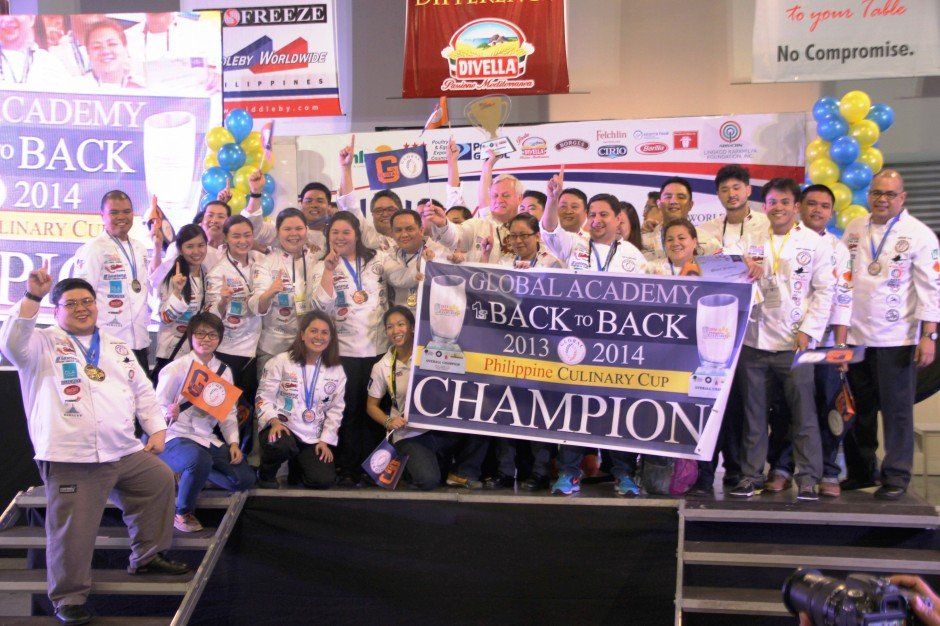 Global Academy was a Back yo Back Champion from 2013-2014 at the Philippines Culinary Cup. Global Academy was a Back yo Back Champion from 2013-2014 at the Philippines Culinary Cup.