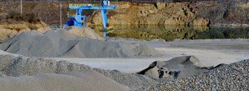 Panoramic view of gravel heaps