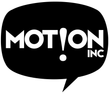 A black and white logo for motion inc
