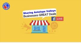 Sharing Antelope Valley Businesses Great Deals LIVE with shop graphic on yellow background