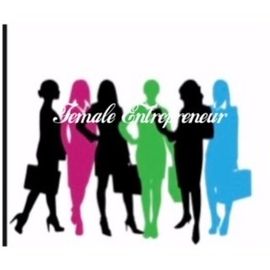Silhouettes of five women in black, pink, black, green, and blue with “Female Entrepreneur” text
