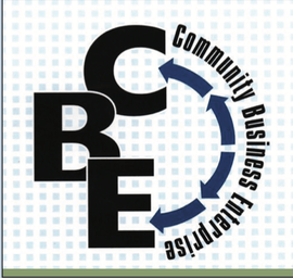 BCE logo with blue circular arrows and the words “Community Business Enterprises” on a light grid background