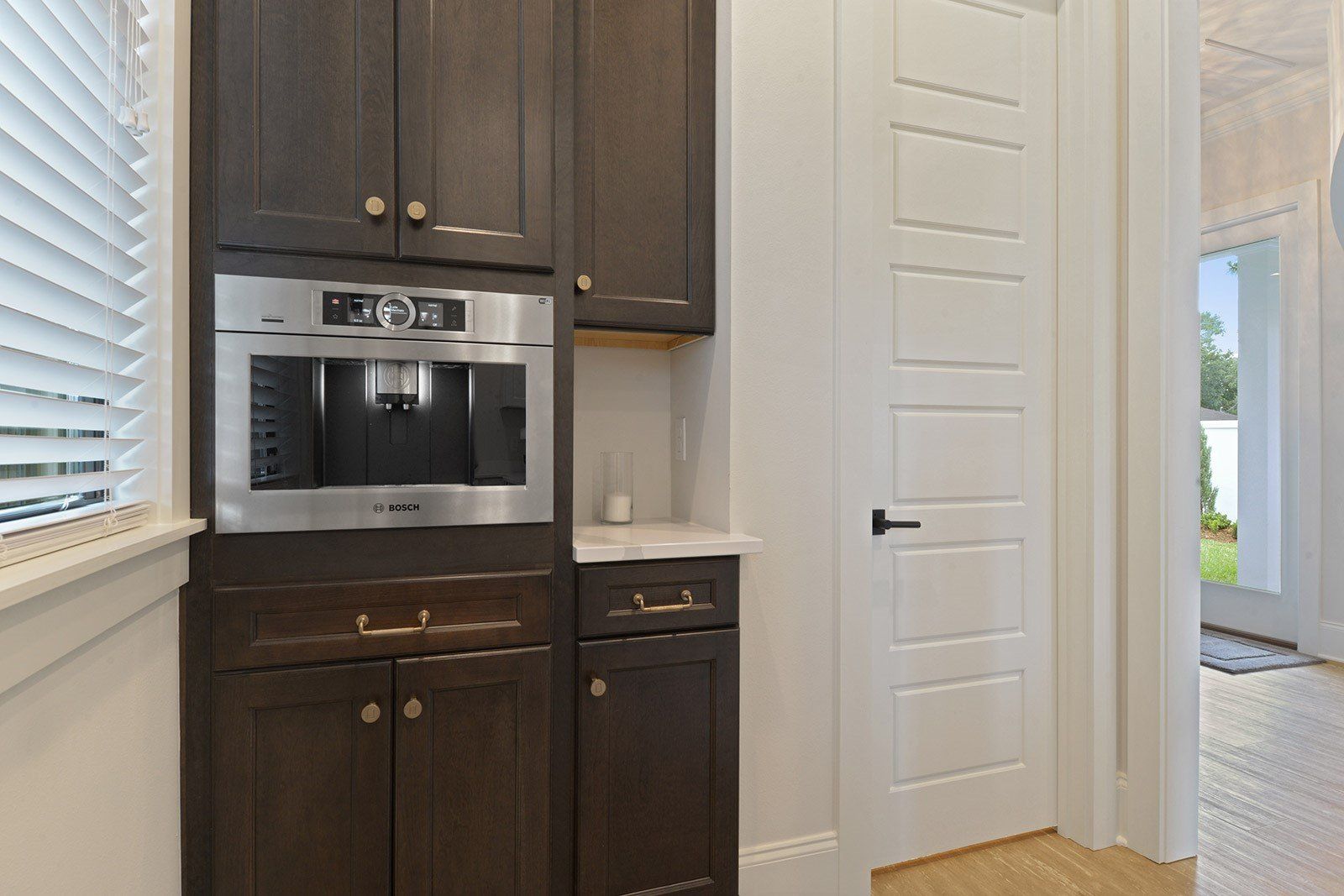 Microwave oven in kitchen