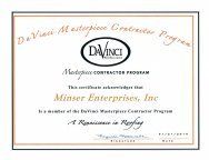 davinci certificate contractor - Minser Enterprises in Fort Wayne, IN davinci certificate contractor - Minser Enterprises in Fort Wayne, IN