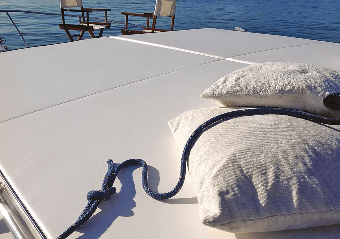 sunbathing area with mattresses