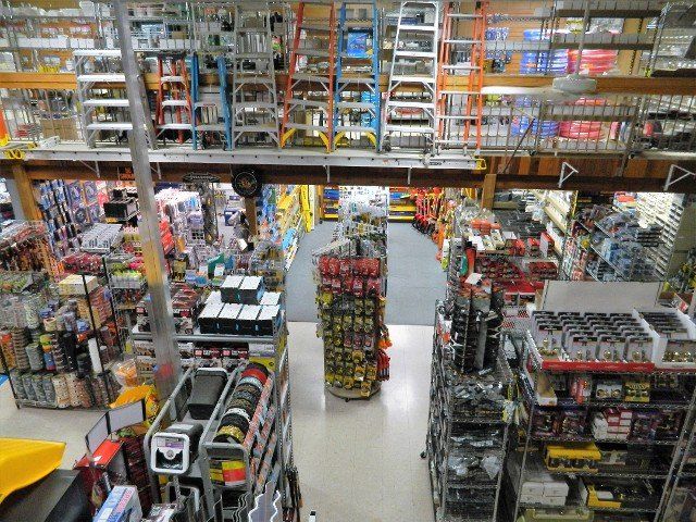 Aluminum Siding — Top View of Hardware Tools Shelves in Ambridge, PA