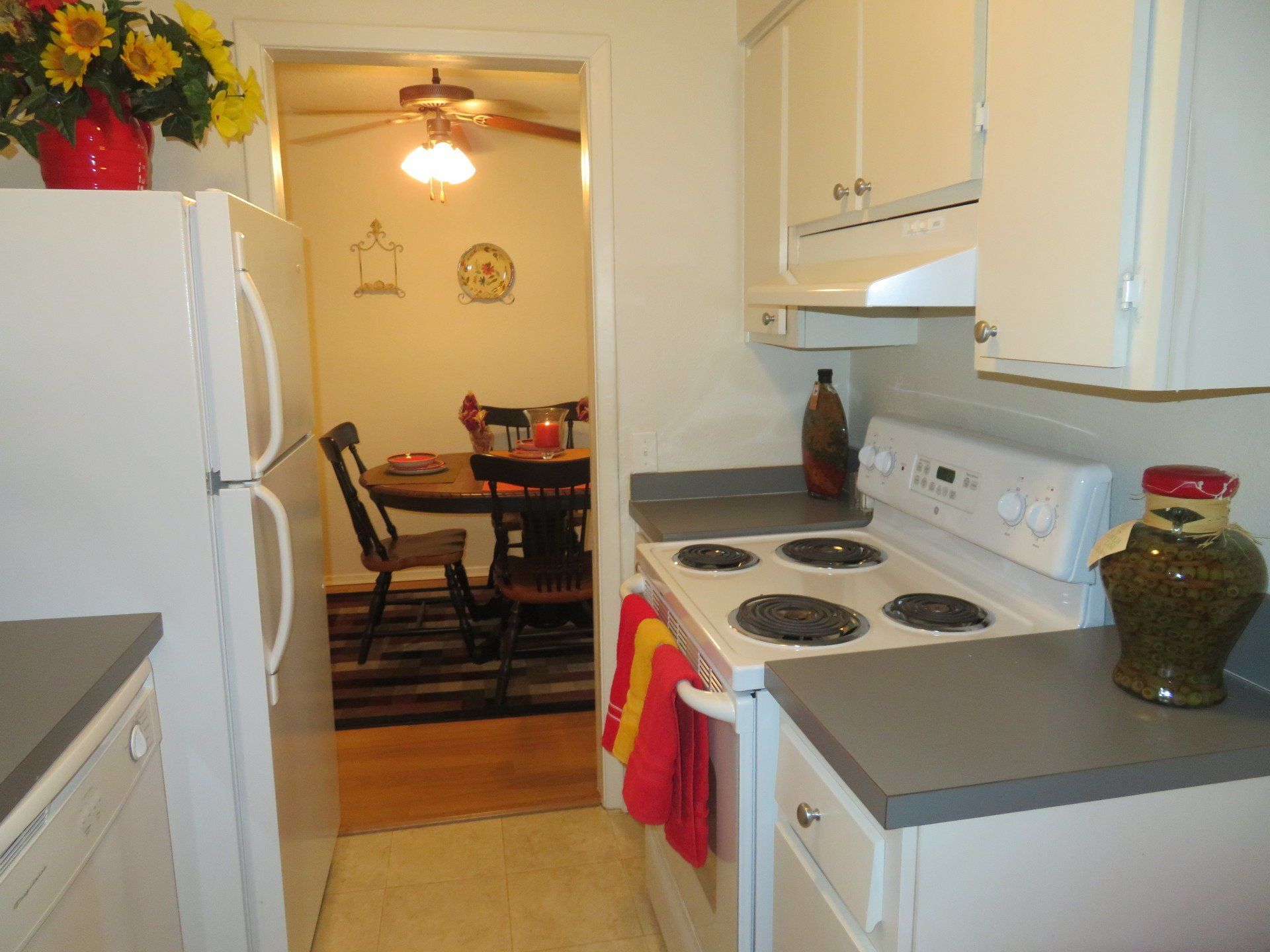 Lions Court Apartments 2 bedroom apartment Wichita Falls TX kitchen with a stove top oven and a refrigerator