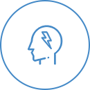 A line drawing of a person 's head with a lightning bolt on it.
