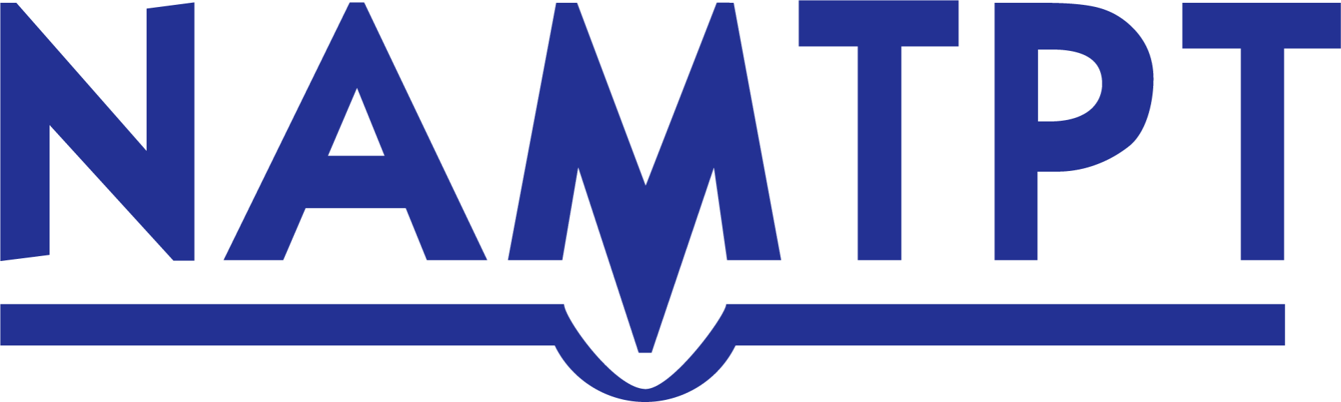 A blue and white logo for namtpt on a white background.