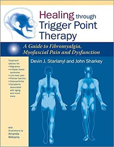 A book titled healing through trigger point therapy a guide to fibromyalgia , myofascial pain and dysfunction