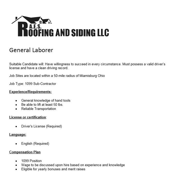 General Laborer Job Description