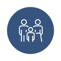 White family icon in a blue circle with three outlined people