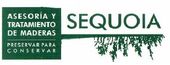 Logo verde y blanco de Sequoia con texto “Asesoría y tratamiento de maderas” y “Preservar para conservar”.