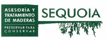 Logo verde y blanco de Sequoia con texto “Asesoría y tratamiento de maderas” y “Preservar para conservar”.