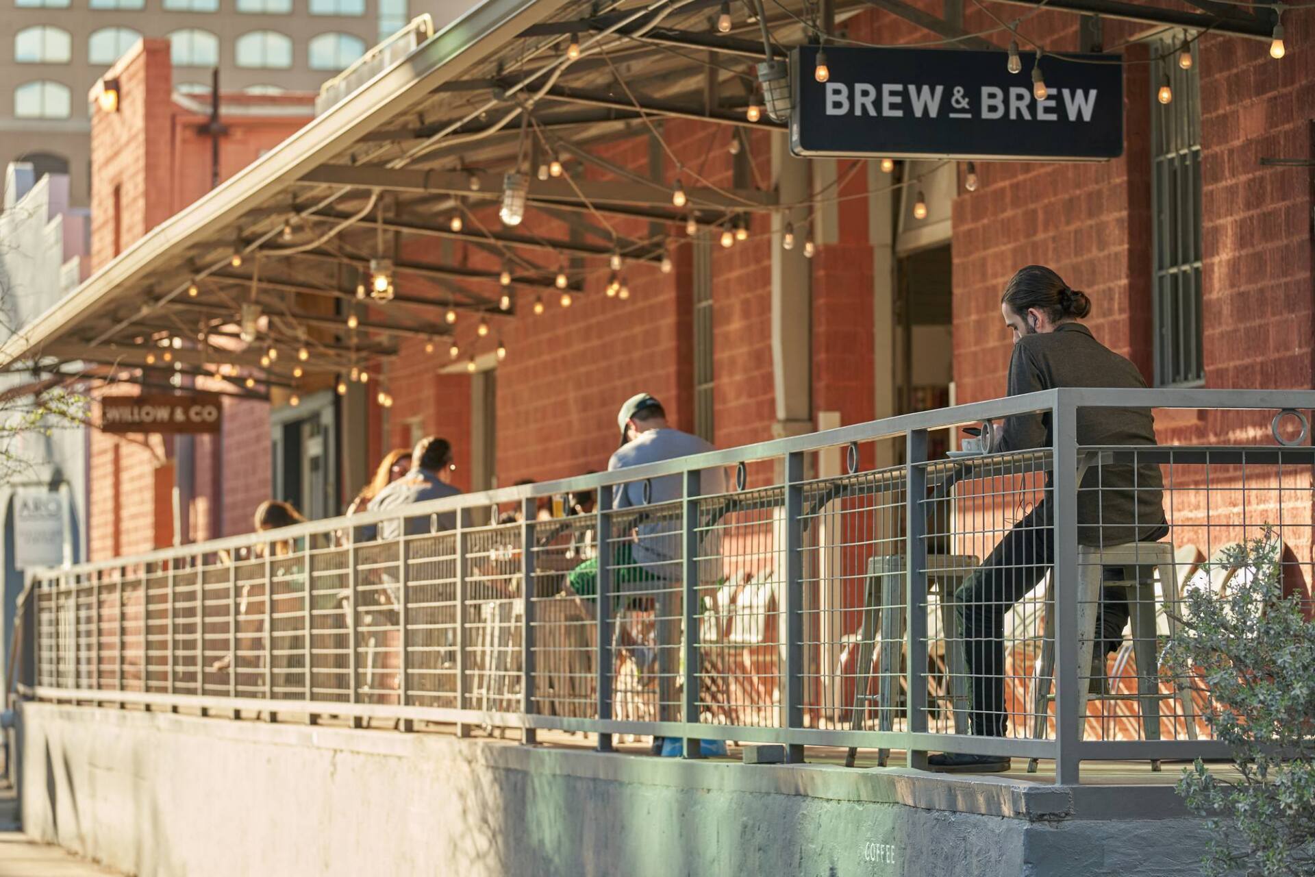 People at outdoor seating area of 