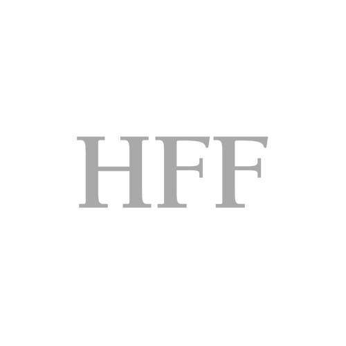 HFF in gray serif font.